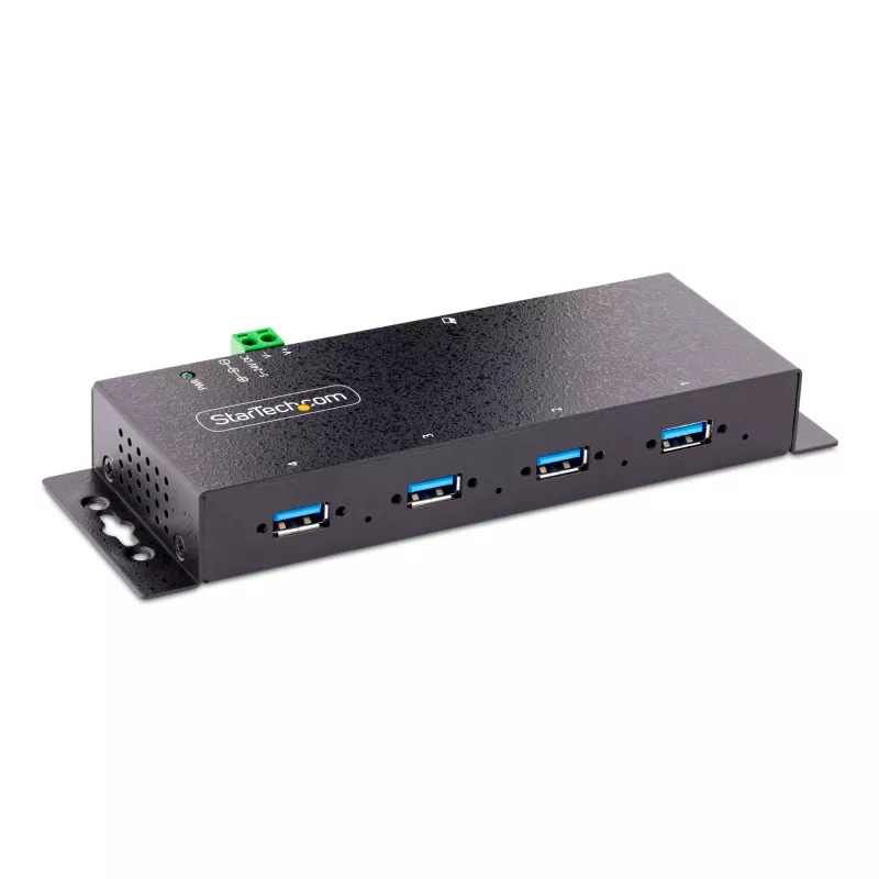 StarTech.com 4-Port Industrial USB 3.0 Hub ar ESD Protection~4-Port USB 3.0 Hub - 5Gbps - Metal Industrial USB-A Hub - Wall or Desk Mountable USB Data Hub - TAA Compliant USB Expander Hub