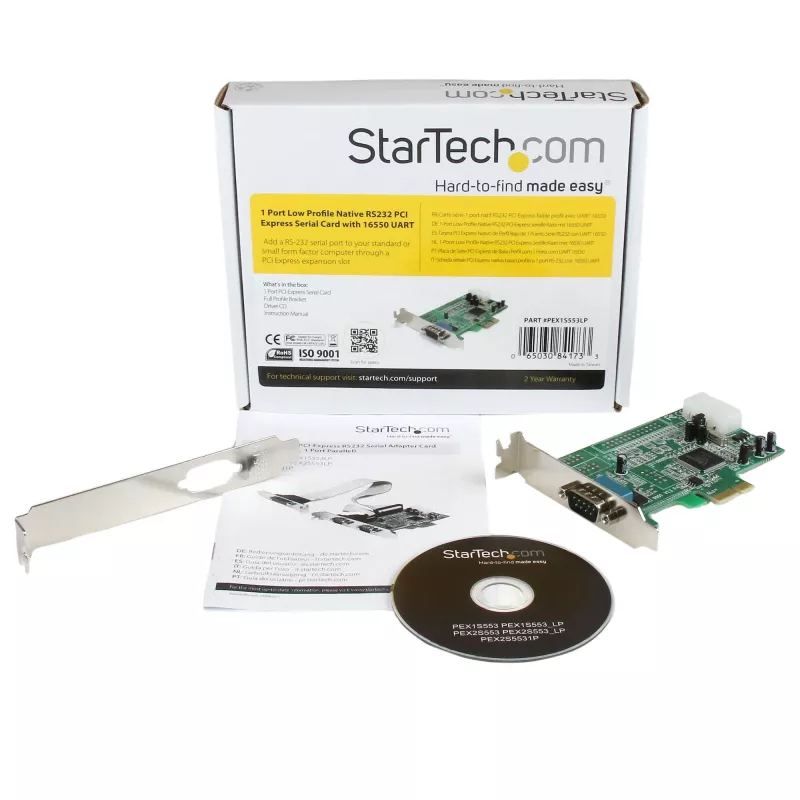 StarTech.com 1 porta PCI Express RS232 seriālais adaptera karte - PCIe RS232 seriālā resurskontroliera karte - PCIe uz seriālo DB9 - 16550 UART - zema profila paplašināšanas karte - Windows un Linux