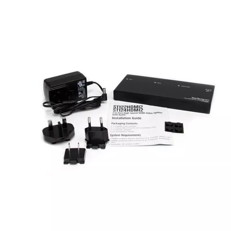 StarTech.com 2 pieslēgvietu HDMI sadalītājs un signāla pastiprinātājs, HDMI, 2x HDMI, 1920 x 1200 pikseļi, Melns, Tērauds, 15 m