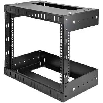 StarTech.com 8U 19 collu sienas stiprinājuma tīkla statīvs - regulējams dziļums 12-20 collas 2 statņu atvērta rāmja serveru telpas statīvs AV/datu/IT sakaru/datoru aprīkojumam/slēdžiem ar būra uzgriežņiem un skrūvēm
