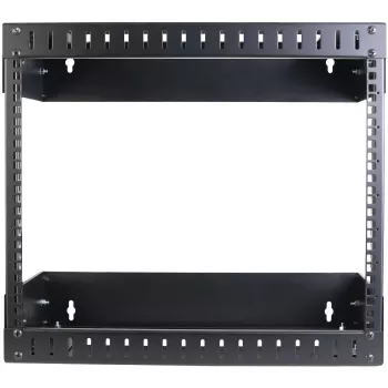StarTech.com 8U 19 collu sienas stiprinājuma tīkla statīvs - regulējams dziļums 12-20 collas 2 statņu atvērta rāmja serveru telpas statīvs AV/datu/IT sakaru/datoru aprīkojumam/slēdžiem ar būra uzgriežņiem un skrūvēm