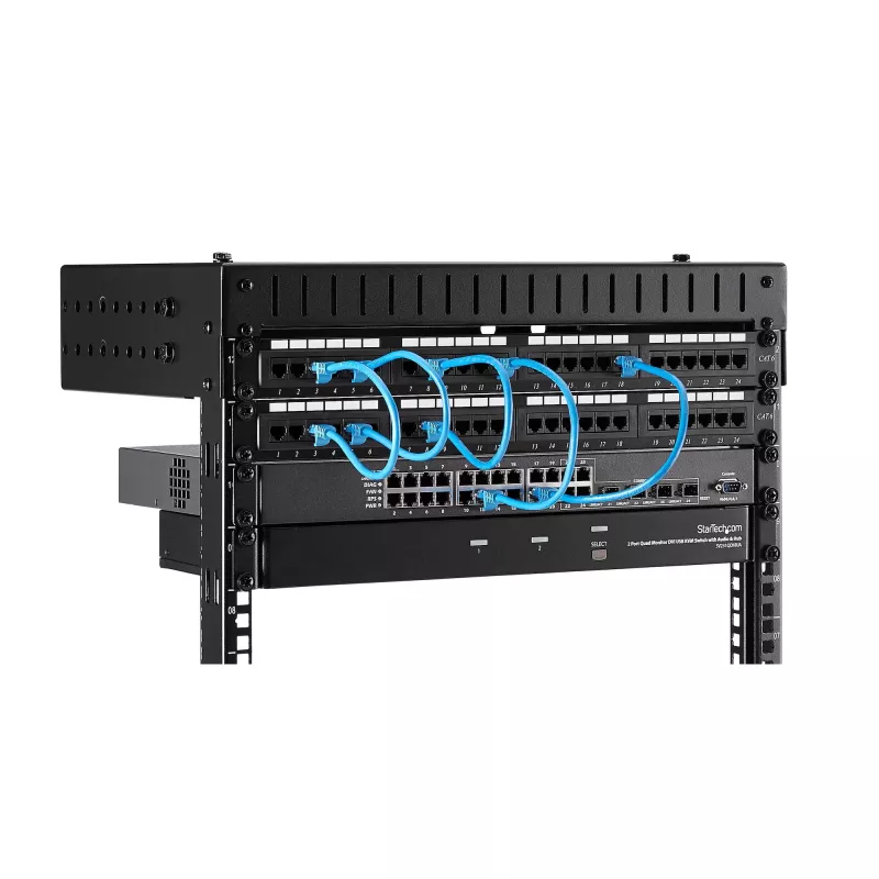 StarTech.com 8U 19 collu sienas stiprinājuma tīkla statīvs - regulējams dziļums 12-20 collas 2 statņu atvērta rāmja serveru telpas statīvs AV/datu/IT sakaru/datoru aprīkojumam/slēdžiem ar būra uzgriežņiem un skrūvēm