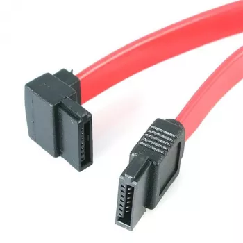 StarTech.com 6in SATA–kreisais leņķa SATA Serial ATA kabelis, 0,152 m, SATA III, tēviņš/tēviņš, sarkans, taisns, kreisais