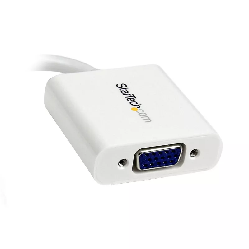 StarTech.com Mini DisplayPort–VGA adapteris – aktīvs Mini DP uz VGA pārveidotājs – 1080p video – mDP vai Thunderbolt 1/2 Mac/PC uz VGA monitoru/projektoru/displeju – mDP 1.2 uz VGA savienotājkabelis – balts