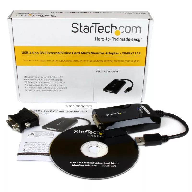 StarTech.com USB 3.0–DVI/VGA adapteris – 2048x1152, 3.2 Gen 1 (3.1 Gen 1), USB Type-A, DVI izeja, 2048 x 1152 pikseļi