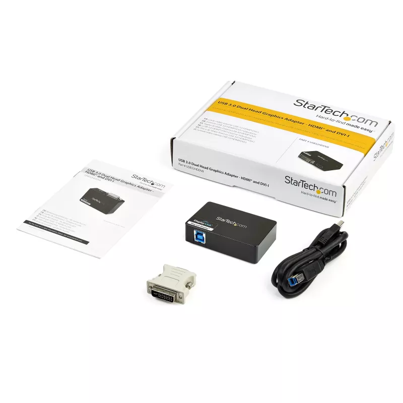 StarTech.com USB 3.0 uz HDMI / DVI adapteris - 2048x1152, 3.2 Gen 1 (3.1 Gen 1), USB Type-B, DVI izeja, HDMI izeja, 2048 x 1152 pikseļi