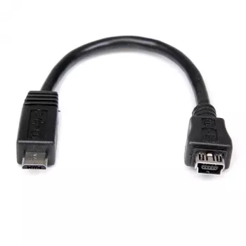 StarTech.com 6 collu Micro USB uz Mini USB adaptera kabelis V/S, 0,15 m, Mini-USB B, Micro-USB A, Vīr./Siev., Melns