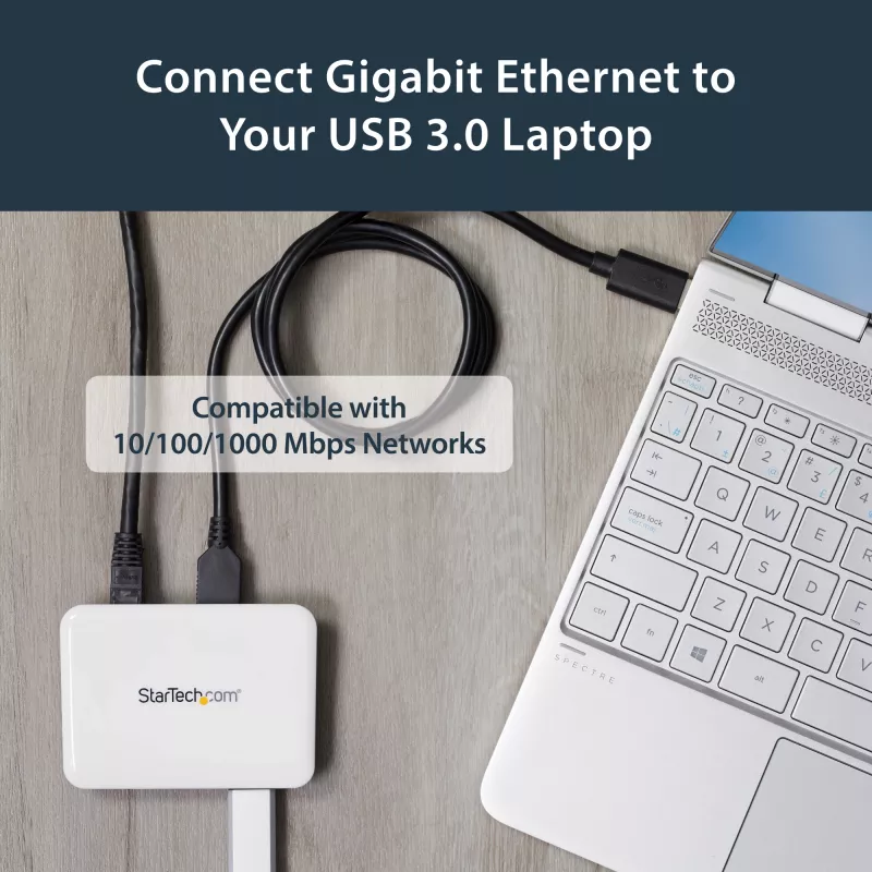 StarTech.com USB 3.0 uz Gigabit Ethernet NIC tīkla adapteris ar 3 portu centrmezglu - balts