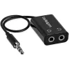 StarTech.com melns, plāns mini ligzdas austiņu sadalītāja kabeļa adapteris - 3,5 mm vīrišķais uz 2x 3,5 mm sievišķo