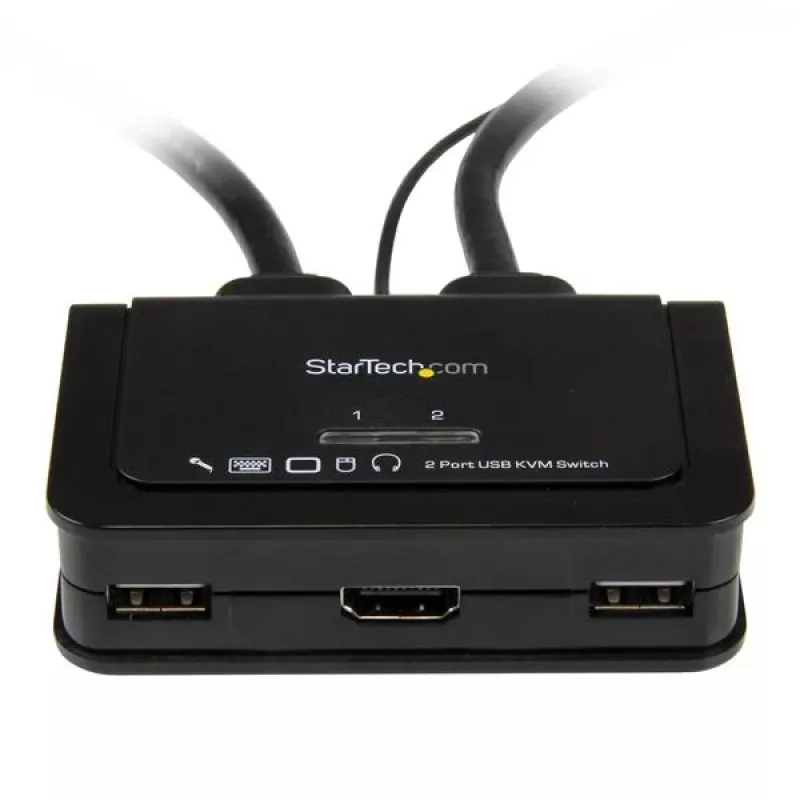 StarTech.com 2 pieslēgvietu USB HDMI kabeļa KVM slēdzis ar audio un tālvadības slēdzi – USB darbināms