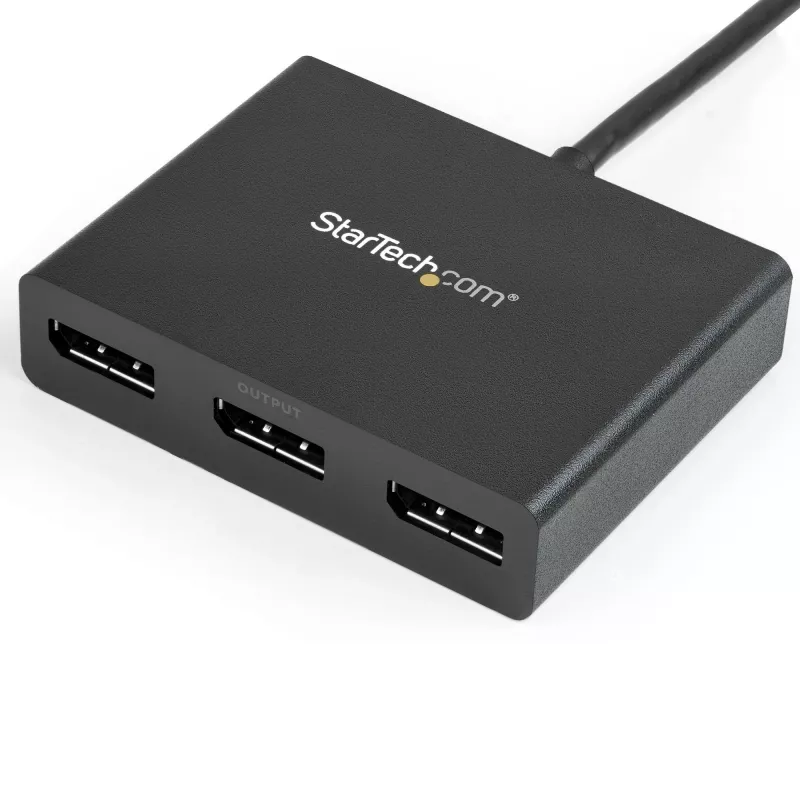 StarTech.com 3 portu vairāku monitoru adapteris — Mini DisplayPort uz DisplayPort MST centrmezgls, divi 4K 30 Hz un viens 1080p — video sadalītājs paplašinātam darbvirsmas režīmam tikai Windows sistēmās — mDP 1.2 uz 3x DP