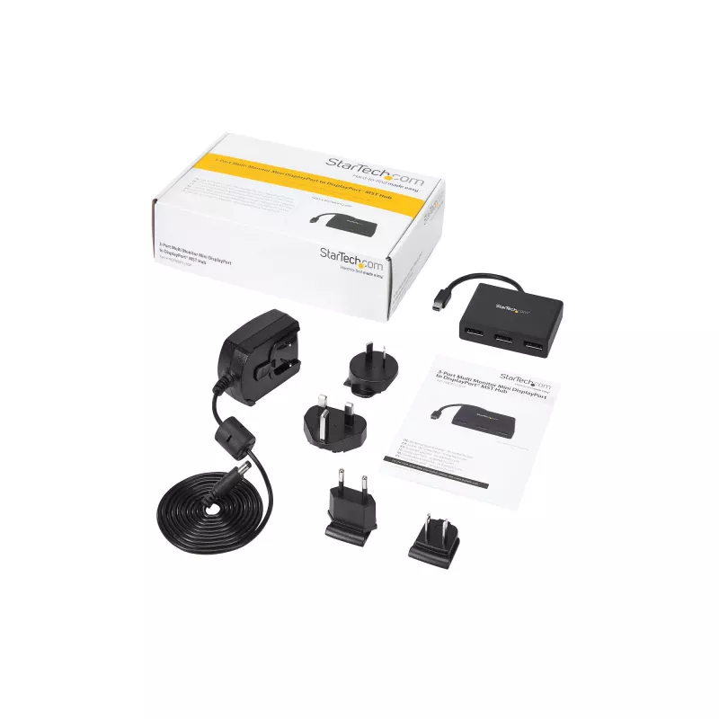 StarTech.com 3 portu vairāku monitoru adapteris — Mini DisplayPort uz DisplayPort MST centrmezgls, divi 4K 30 Hz un viens 1080p — video sadalītājs paplašinātam darbvirsmas režīmam tikai Windows sistēmās — mDP 1.2 uz 3x DP