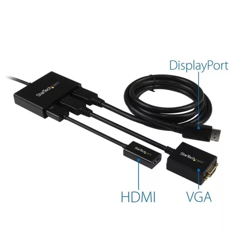 StarTech.com 3 portu vairāku monitoru adapteris — DisplayPort 1.2 MST centrmezgls uz diviem 4K 30Hz un 1x 1080p — video sadalītājs paplašinātam darbvirsmas režīmam tikai Windows datoros — DP uz 3x DP monitoriem