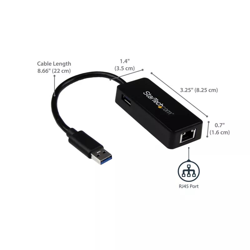 StarTech.com USB 3.0 uz Gigabit Ethernet adapteris NIC ar USB portu - melns