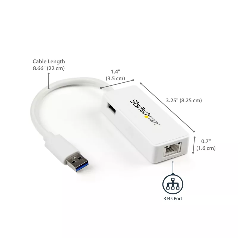 StarTech.com USB 3.0 uz Gigabit Ethernet adapteris NIC ar USB portu – balts
