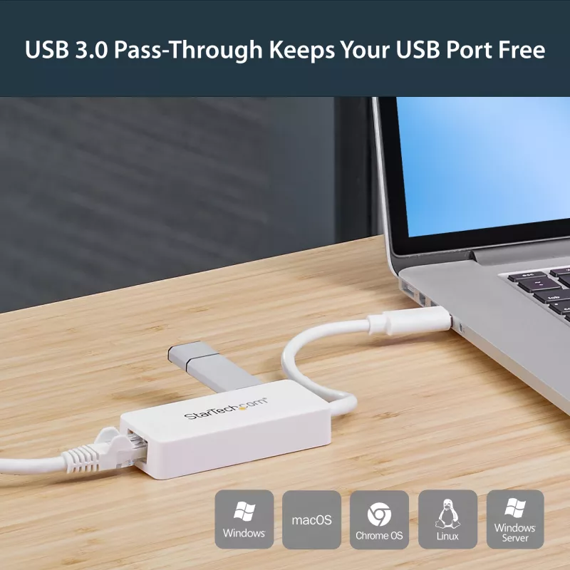 StarTech.com USB 3.0 uz Gigabit Ethernet adapteris NIC ar USB portu – balts