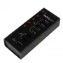 StarTech.com 4 portu USB 3.0 centrmezgls plus 3 speciāli USB uzlādes porti (2 x 1A un 1 x 2A) - pie sienas stiprināms metāla korpuss