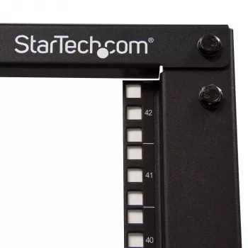 StarTech.com 4-stabu 42U mobilais atvērtā rāmja serveru statīvs, četru stabiņu 19 collu tīkla statīvs ar riteņiem, ritošs statīvs ar regulējamu dziļumu datoru/AV/datu/IT iekārtām - riteņi, izlīdzinošās kājas vai montāža uz grīdas