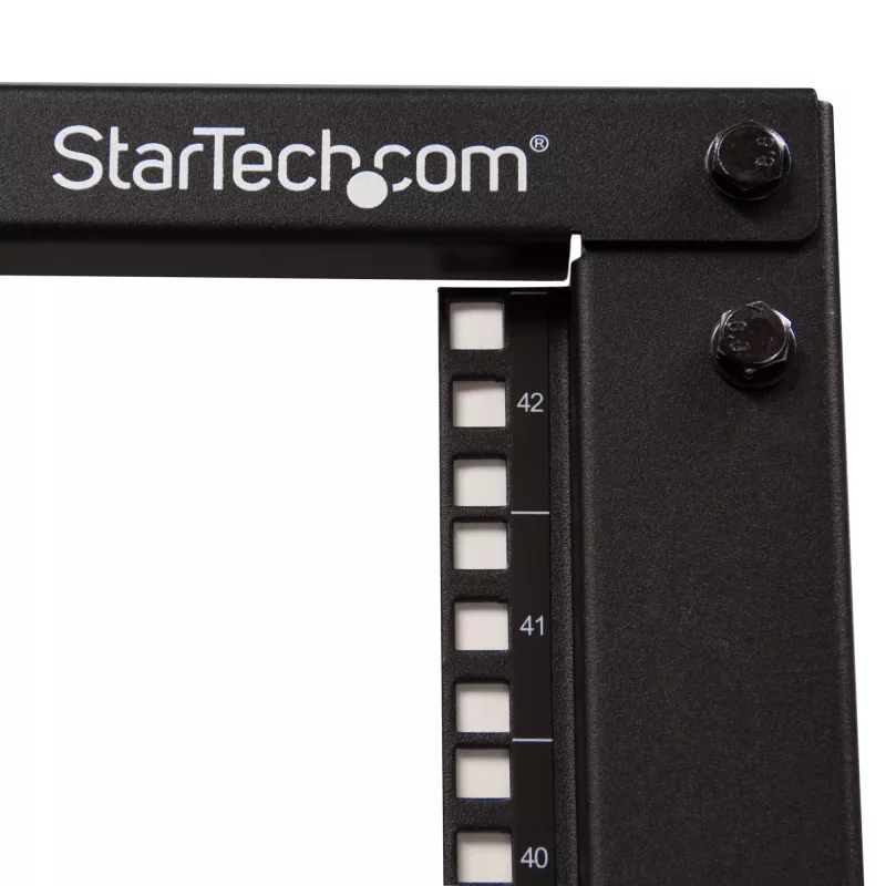 StarTech.com 4-stabu 42U mobilais atvērtā rāmja serveru statīvs, četru stabiņu 19 collu tīkla statīvs ar riteņiem, ritošs statīvs ar regulējamu dziļumu datoru/AV/datu/IT iekārtām - riteņi, izlīdzinošās kājas vai montāža uz grīdas