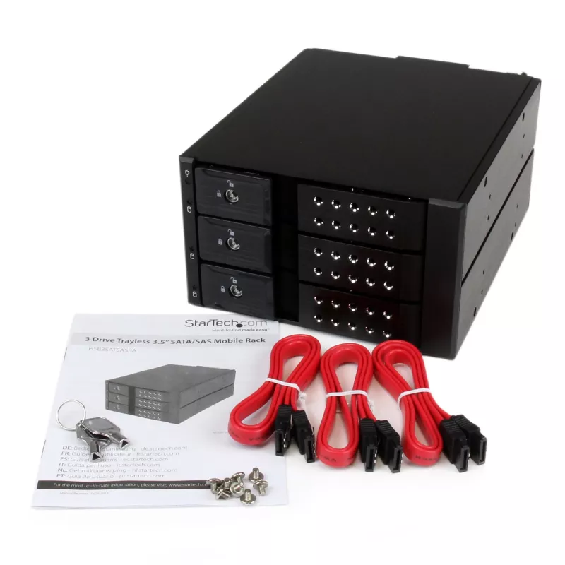 StarTech.com 3 nodalījumu alumīnija bezpaliktņu karstās nomaiņas mobilā plaukta aizmugures plate 3,5 inch SAS II/SATA III – 6 Gbps HDD