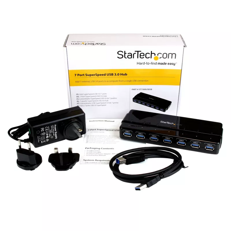 StarTech.com 7 pieslēgvietu USB 3.0 centrmezgls - galddatoriem~7 pieslēgvietu USB 3.0 centrmezgls (5 Gb/s) - galddatoriem