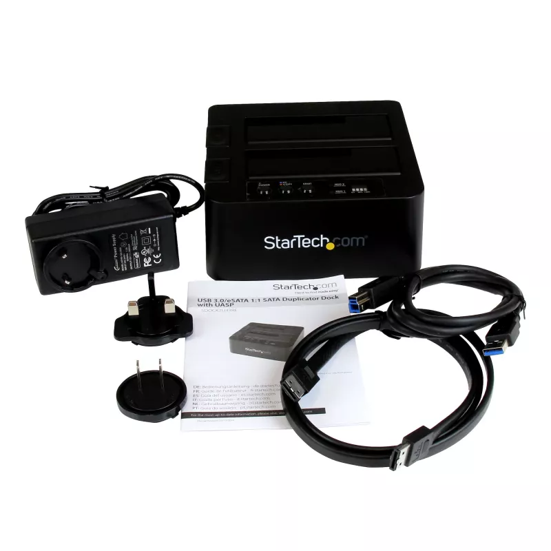StarTech.com divu vietu cietā diska dublētājs, autonomais USB 3.0 (5 Gbps) / eSATA uz 2,5/3,5 collu SATA III HDD/SSD klonētājs/kopētājs, cietā diska dokstacija, cietā diska klonētājs