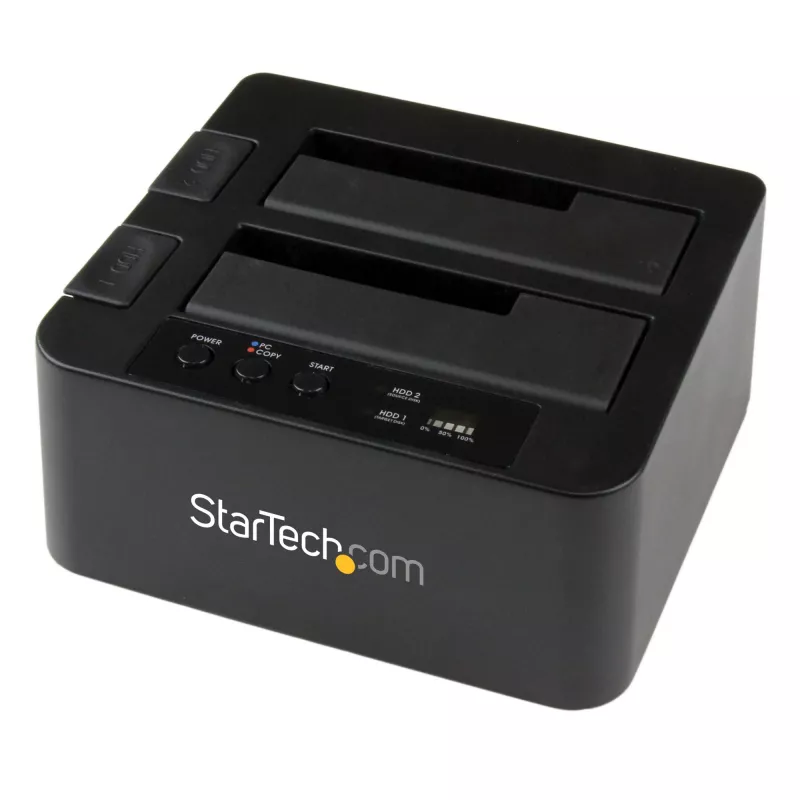 StarTech.com divu vietu cietā diska dublētājs, autonomais USB 3.0 (5 Gbps) / eSATA uz 2,5/3,5 collu SATA III HDD/SSD klonētājs/kopētājs, cietā diska dokstacija, cietā diska klonētājs