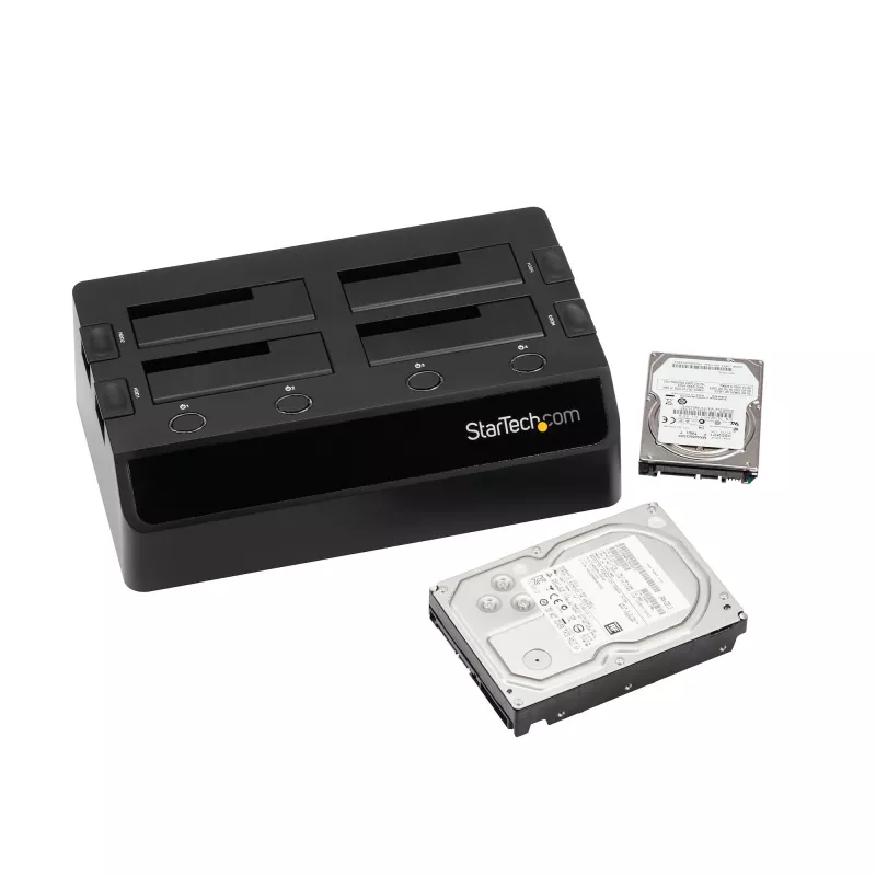 StarTech.com 4 nodalījumu USB 3.0 uz SATA cietā diska dokstacija, USB cietā diska doks, ārējā 2,5/3,5 collu SATA III SSD/HDD dokstacija, karstās nomaiņas cietā diska nodalījums, augšējās ielādes