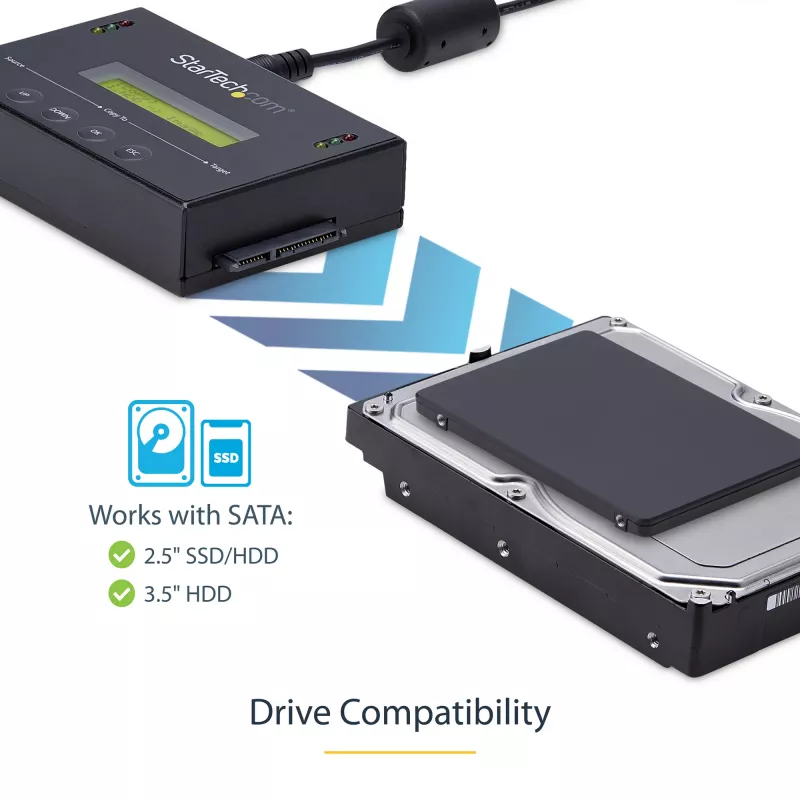 StarTech.com 1:1 autonomais cietā diska dublikators ar diska attēlu pārvaldnieku dublēšanai un atjaunošanai, vairāku diska attēlu glabāšana vienā 2,5/3,5 collu SATA diskā, HDD/SSD klonētājs, nav nepieciešams dators