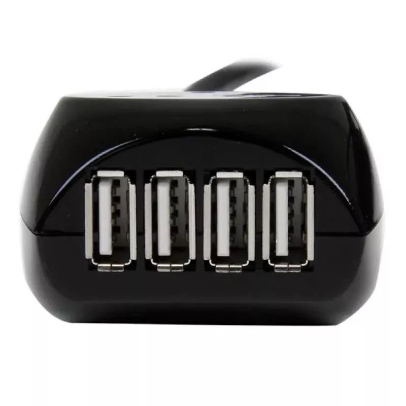 StarTech.com 15m USB 2.0 Active kabelis with 4 Port Hub, USB 2.0, 480 Mbit/s, Melns, 15 m, 110 - 240 V, 5 V