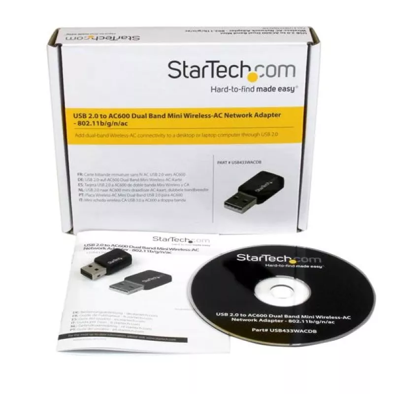 StarTech.com USB 2.0 AC600 Mini divjoslu bezvadu-AC tīkla adapteris - 1T1R 802.11ac WiFi adapteris