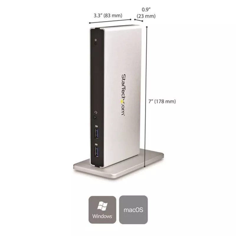 StarTech.com Divu Monitoru USB 3.0 Dokstacija ar DVI un Vertikālo Statīvu