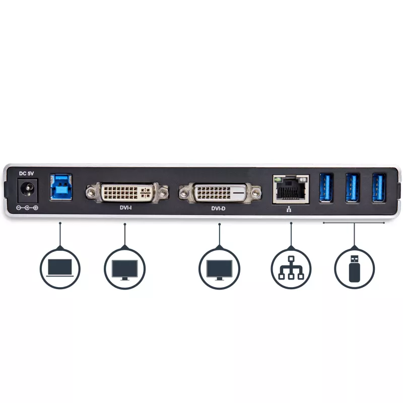 StarTech.com Divu Monitoru USB 3.0 Dokstacija ar DVI un Vertikālo Statīvu