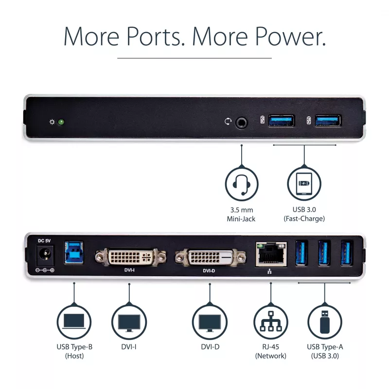 StarTech.com Divu Monitoru USB 3.0 Dokstacija ar DVI un Vertikālo Statīvu