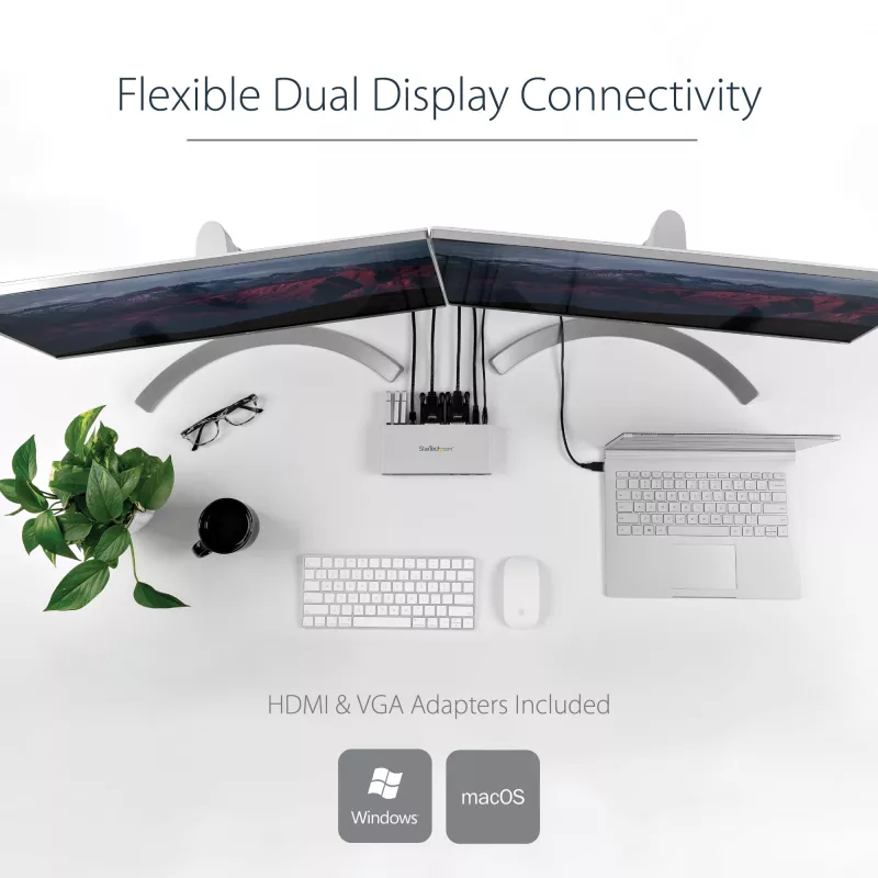 StarTech.com Divu Monitoru USB 3.0 Dokstacija ar DVI un Vertikālo Statīvu