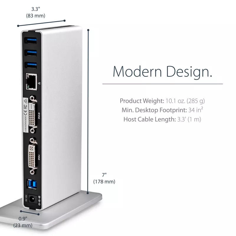 StarTech.com Divu Monitoru USB 3.0 Dokstacija ar DVI un Vertikālo Statīvu