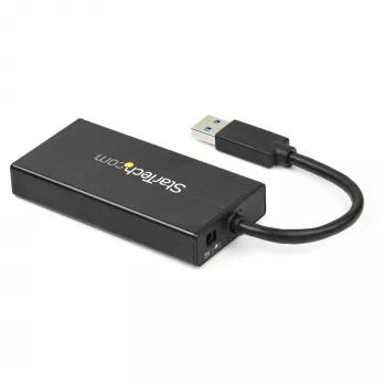 StarTech.com 3 portatīvs pārnēsājams USB 3.0 centrmezgls ar Gigabit Ethernet - alumīnija korpusā ar iebūvētu kabeli