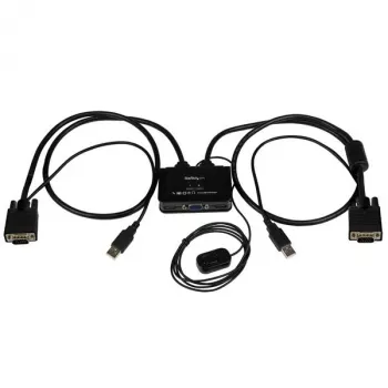 StarTech.com 2 portu USB VGA kabeļa KVM slēdzis - barošana caur USB ar tālvadības slēdzi