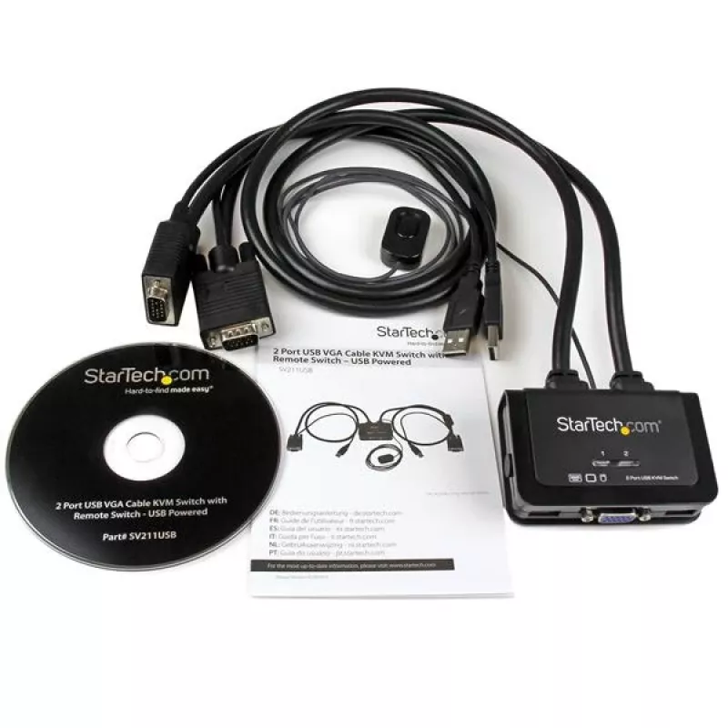 StarTech.com 2 portu USB VGA kabeļa KVM slēdzis - barošana caur USB ar tālvadības slēdzi