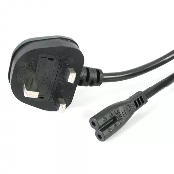 StarTech.com 3 pēdu (1 m) UK klēpjdatora strāvas kabelis, BS 1363 uz C7, 2,5 A, 250 V, 18 AWG, melns, UK klēpjdatora maiņas vads, printera strāvas kabelis, maiņstrāvas klēpjdatora lādētāja vads, klēpjdatora strāvas bloka vads