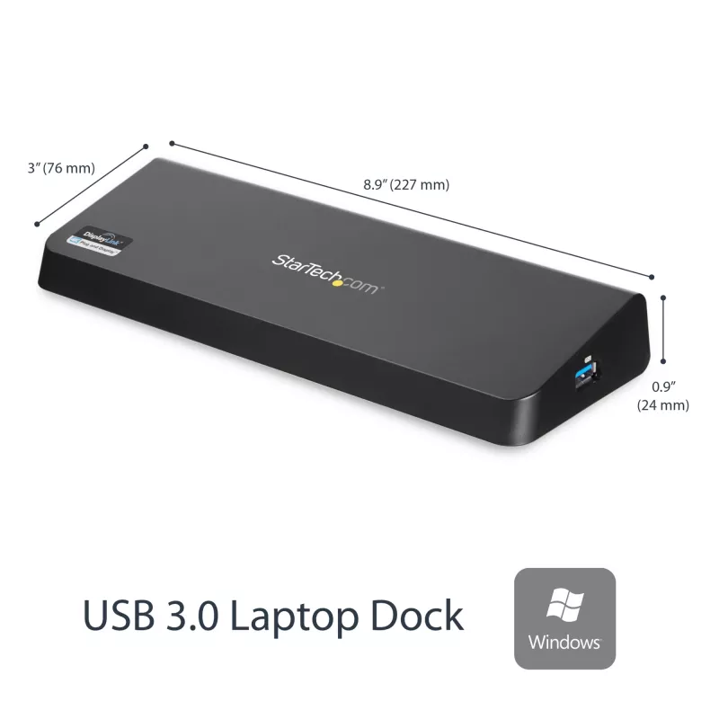 StarTech.com USB 3.0 dokstacija diviem monitoriem ar HDMI un 4K DisplayPort - USB 3.0 uz 4x USB-A, Ethernet, HDMI un DP - USB A tipa universāla klēpjdatoru dokstacija Mac un Windows