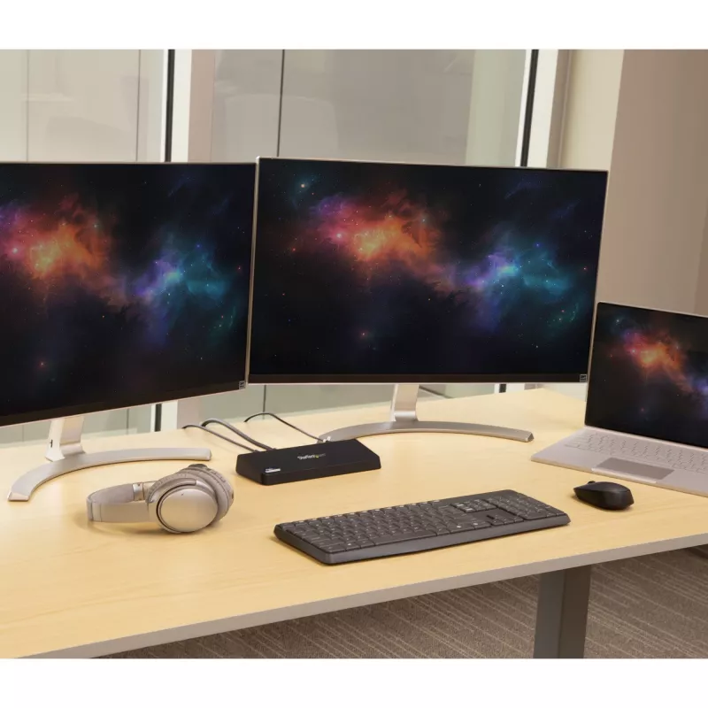 StarTech.com USB 3.0 dokstacija diviem monitoriem ar HDMI un 4K DisplayPort - USB 3.0 uz 4x USB-A, Ethernet, HDMI un DP - USB A tipa universāla klēpjdatoru dokstacija Mac un Windows
