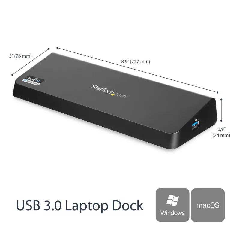 StarTech.com USB 3.0 dokstacija diviem monitoriem ar HDMI un 4K DisplayPort - USB 3.0 uz 4x USB-A, Ethernet, HDMI un DP - USB A tipa universāla klēpjdatoru dokstacija Mac un Windows