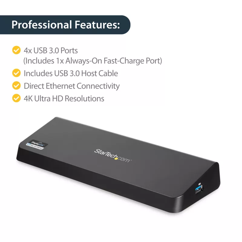 StarTech.com USB 3.0 dokstacija diviem monitoriem ar HDMI un 4K DisplayPort - USB 3.0 uz 4x USB-A, Ethernet, HDMI un DP - USB A tipa universāla klēpjdatoru dokstacija Mac un Windows