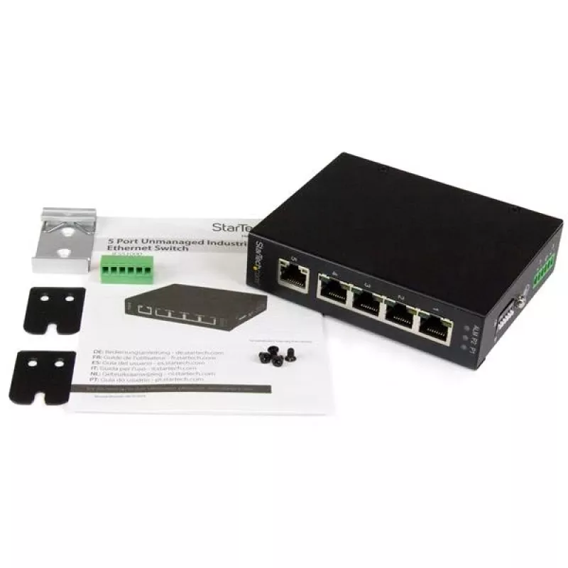 StarTech.com 5 portu nevadāms industriālais Gigabit Ethernet komutators - DIN sliedes / sienas stiprinājums