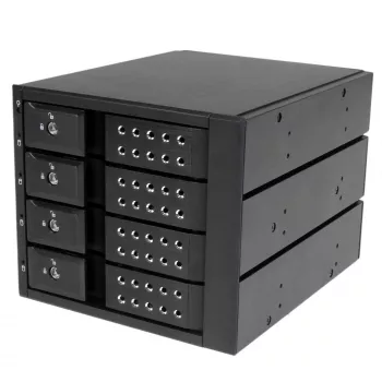 StarTech.com 4 nodalījumu alumīnija bezpaliktņu karstās nomaiņas mobilais statīvs 3,5 collu SAS II/SATA III – 6 Gbps cietajam diskam