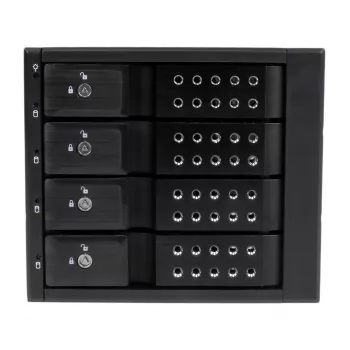 StarTech.com 4 nodalījumu alumīnija bezpaliktņu karstās nomaiņas mobilais statīvs 3,5 collu SAS II/SATA III – 6 Gbps cietajam diskam