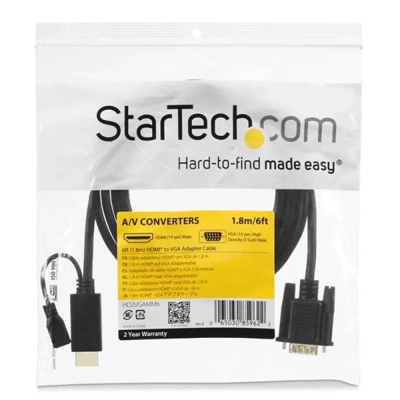 StarTech.com 3 pēdu HDMI uz VGA aktīvais pārveidotāja kabelis - HDMI uz VGA adapteris - 1920x1200 vai 1080p