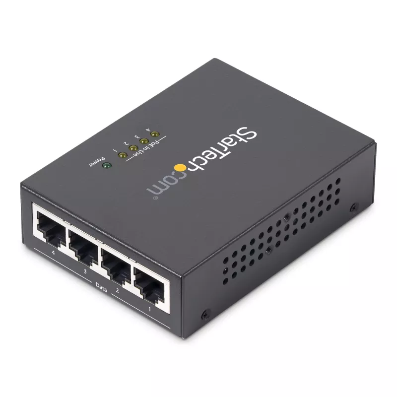 StarTech.com 4-Port Gigabit Midspan - PoE+ Inžektors - 802.3at/af