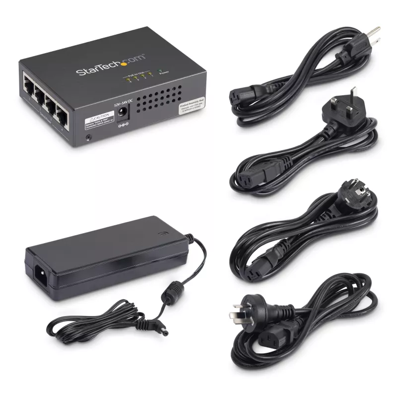 StarTech.com 4-Port Gigabit Midspan - PoE+ Inžektors - 802.3at/af